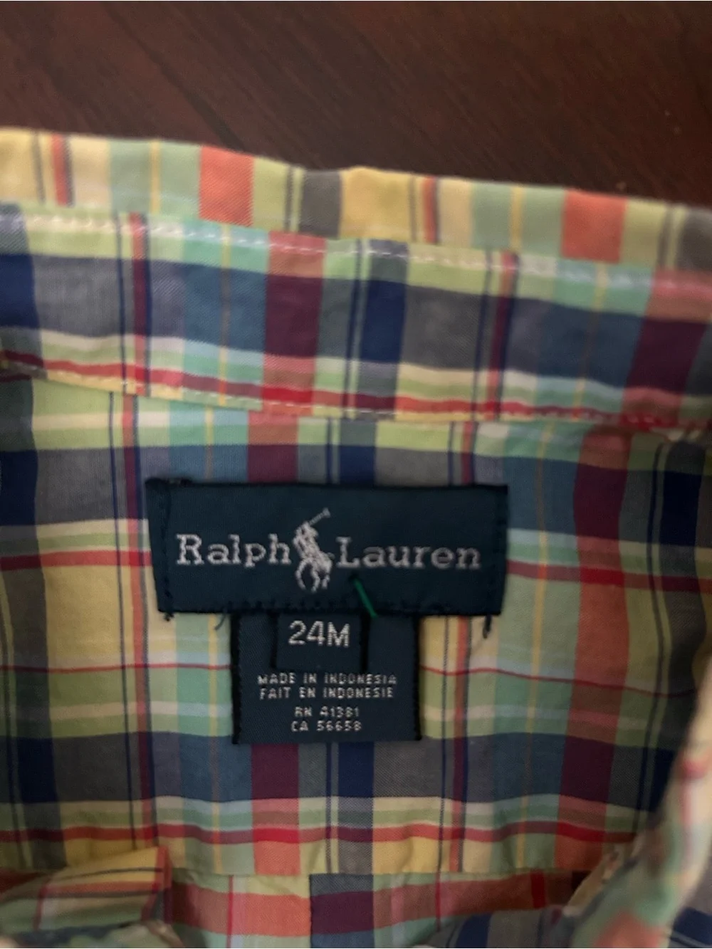 Ralph Lauren Baby Boys 24M Madras Plaid Button Down Shirt Pony Short Sleeve